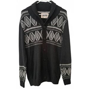 Urban pipeline mens medium shawl collar neck sweater gray Aztec western